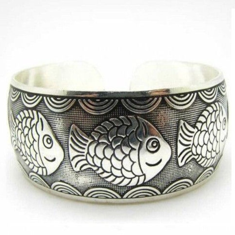 Silver Fish Cuff Bracelet